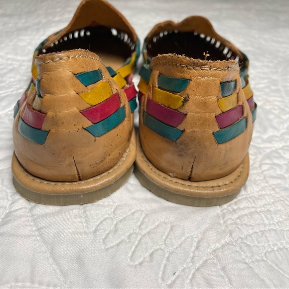 Women’s Calzado Artisanal Leather Huaraches Colorful Woven Design Size 9 - Picture 6 of 12